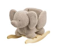 Nattou Wooden Rocker, Fully Padded Seat, Side Supports, Safety Belt, Handles For Small Hands, PETA-Approved Vegan, Soap-Water Cleaning, Super Soft Teddy Fabric Material, 10-36 Months, Taupe Elephant