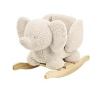 Nattou Wooden Rocker, Fully Padded Seat, Side Supports, Safety Belt, Handles For Small Hands, PETA-Approved Vegan, Soap-Water Cleaning, Super Soft Teddy Fabric Material, 10-36 Months, Ecru Elephant