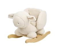 Nattou Wooden Rocker, Fully Padded Seat, Side Supports, Safety Belt, Handles For Small Hands, PETA-Approved Vegan, Soap-Water Cleaning, Super Soft Teddy Fabric Material, 10-36 Months, Ecru Sheep