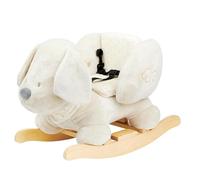 Nattou Wooden Rocking Animal Toy, Fully Padded Seat, Side Supports, Safety Belt, Handles For Small Hands, PETA-Approved Vegan, 100 Percent Super Soft Polyester, 10-36 Months, Dog Charlie, Vanilla