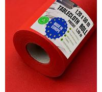 NATUARTE Tablecloth, 1.20 M x 50 M, Disposable Banquet Roll, Fabric Like Look and Feel, Roll Tablecloth for Parties, Celebrations, Birthdays, Events, Non Woven Fabric, Red Color 1.20x50m