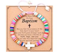 NatuBeau First Communion Gifts, Cross Bracelet with Gift Card, Holy Communion Gifts, Baptism Gifts, Confirmation Gifts for Daughter, Niece, Granddaughter, One Size, Polymer Clay, no gemstone