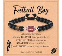 NatuBeau Gifts for Teen Boys, Basketball Baseball Football Soccer Hockey Volleyball Gifts, Natural Stone Bracelet with Gift Card, Graduation Birthday Christmas Gifts for Son Grandson Nephew, One Size
