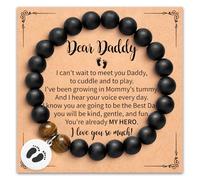 NatuBeau New Dad Gifts, Dear Daddy Natural Stone Cross Bracelet with Gift Card, Birthday Father's Day Gifts for New Dad, One Size, Stone, no gemstone