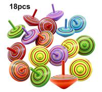 NATUCE 18 PCS Colorful Wooden Spinning Top, safe Non-toxic Wood Toy Creative Handmade Smooth Surface Wood Toy Kindergarten Toys Fun Gift For Kids Children, Party Bag Fillers - 4 * 4 * 4 cm