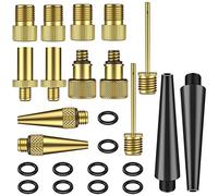NATUCE 24PCS Brass Bike Pump Adapter, Bicycle Valve Adapter Set, Schrader Valve, Presta Valve, Bicycle Inflator Kit, DV AV SV Bike Valve Adaptor Adapter Converter for Tire Inflator Air Pump Compressor