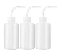 NATUCE 3 Pcs 250ml Plant Watering Bottle, Plastic Safety Squeeze Bottle, Safety Wash Bottle with Narrow Mouth, Indoor Watering Can with Curved Nozzle for Succulent Plants Flower