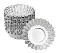 NATUCE 30 Packs Egg Tart Molds, Mini Aluminum Cake Muffin Moulds Tins Pans, Non-Stick Cupcake Cake Moulds, Pudding Moulds, Baking Cookie Moulds, Kitchen Resuable Baking Tools(Silver)