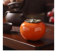 Natudeco 2pcs Ceramic Tea Storage Pot Ceramic Food Pot Persimmon Shape Sealed Can Caddy Cereals Container Tea Leaf Jar Coffee Beans Tin for Home Decoration Kitchen Organizer Wedding