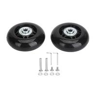 Natudeco 2Pcs PU Rubber Trolley Case Wheels,Suitcase Replacement Wheels Universal Swivel Caster Wheels Bearings Repair Kits with Installation Wrench for Luggage (64x24mm / 2.5x0.9in)