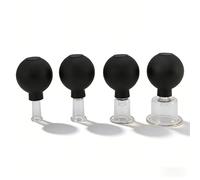 Natudeco 4Pcs Glass Cupping Set Silicone Cupping Therapy Set Ball Massage Vacuum Suction Cupping Black for Facial Skin Lifting Firming Improve Sleep