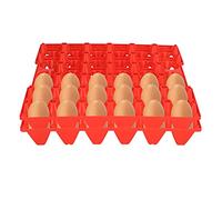 Natudeco 5pcs Egg Trays Plastic Eggs Storage Containers 30 Cell Stackable Egg Holder Flats for Storage and Transportation of Eggs(Red)