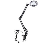 Natudeco 5X Magnifying Glass with Light Retractable 3 Color Modes Dimmable Clamp Lamp 10 Levels Brightness for Model Repair Sewing Reading Research Room