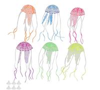 Natudeco Artificial Jellyfish Colorful Aquarium Silicone Simulation Jellyfish Ornament for Fish Tank Decorations Room Mood Light