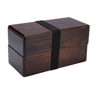 Natudeco Bento Box Wooden Lunch Box Japanese Style Double Layer Rectangle Food Container for Picnic Sushi Gifts for Women