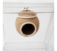 Natudeco Hanging Bird Nest Hand Woven Decorative Fiber Coconut Shell Handcrafted Parrot House for Budgies Hummingbird Hamster (Screw Style)