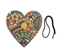 Natudeco Heart Hanging Ornament Resin Craft Decoration Colorful Love Desktop Embellishments Hanging Wall Craft with Rope for Holiday Living Room Bedroom Garden