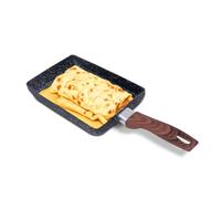 Natudeco Japanese Omelette Pan Non Stick Aluminum Tamagoyaki Egg Roll Rectangle Frying Multipurpose Portable Pan with Wood Handle for Kitchen Outdoor Picnic