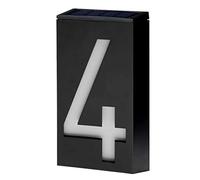 Natudeco LED Solar House Number Light Illuminated Outdoor Plaques Wall Art Address Plate for House Hotel Store Yard Street Garage Gate(Digital 4)