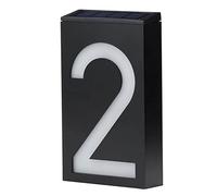 Natudeco LED Solar House Number Light Illuminated Outdoor Plaques Wall Art Address Plate for House Hotel Store Yard Street Garage Gate(Digital 2)