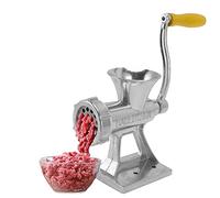 Natudeco Manual Meat Grinder Meat Chopper Aluminum Alloy Silver Simple Operation Small Meat Mincer with Handle Sausage Stuffer Hand Cranked Filler for Home Kitchen