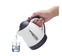 Natudeco Portable Travel-Friendly Electric Kettle, 1L Black + White, Stainless Steel, 150W, 12V, 1.5m Cable, Jug, Car Water Kettle with Cigarette Lighter Socket
