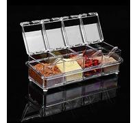 Natudeco Seasoning Storage Box Spice Pots Condiment Dispenser Storage Container Condiment Jar Condiment Storage Plastic Storage Container with Cover and Spoon for Spice Salt Sugar