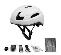 Natudeco Smart LED Riding Helmet Adjustable Mountain Bike Helmet with Signal Light Screen Speedometer Remote Control Support BT App Programming (White)