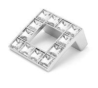 Natudeco Square Crystal Drawer Knob 16 Grids Crystal Closet Cupboard Door Handle Pull with Double Hole Furniture Hardware Accessory