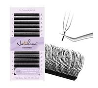Natuhana 3D UU Shape Lash Extensions Easy Fan Russian Volume U Eyelash C/D Curl 0.07mm Natural U Shaped 12 Rows Premade Eye Lashes Supply(Black,0.07C,8-14mm)