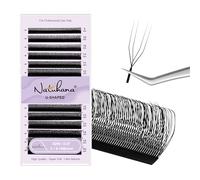 Natuhana 4D U Shape Lash Extensions Easy Fan Russian Volume U Eyelash C/D Curl 0.07mm Natural U Shaped 12 Rows Premade Eye Lashes Supply(Black,0.07C,9-15mm)