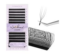 Natuhana 4D U Shape Lash Extensions Easy Fan Russian Volume U Eyelash C/D Curl 0.07mm Natural U Shaped 12 Rows Premade Eye Lashes Supply(Black,0.07C,8-14mm)