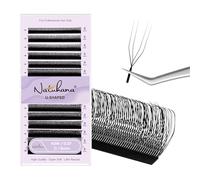 Natuhana 4D U Shape Lash Extensions Easy Fan Russian Volume U Eyelash C/D/L/LU Curl 0.07mm Natural U Shaped 12 Rows Premade Eye Lashes Supply(Black,0.07D,8mm)