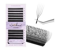 Natuhana 5D U Shape Lash Extensions Easy Fan Russian Volume U Eyelash C/D Curl 0.07mm Natural U Shaped 12 Rows Premade Eye Lashes Supply(Black,0.07D,9-15mm)