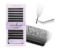 Natuhana 5D U Shape Lash Extensions Easy Fan Russian Volume U Eyelash C/D Curl 0.07mm Natural U Shaped 12 Rows Premade Eye Lashes Supply(Black,0.07D,8-12mm)