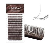 Natuhana Classic Individual Lash Extensions 0.03-0.20 C/CC/D/J Curl 8-15mm Mixed & Single Length 1:1 Eyelash Natural Volume Lashes 16 Rows(Black Brown;0.07 D 8-15 MIX)