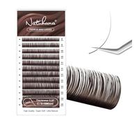 Natuhana Classic Individual Lash Extensions 0.03-0.20 C/CC/D/J Curl 8-15mm Mixed & Single Length 1:1 Eyelash Natural Volume Lashes 16 Rows(Dark Brown;0.07 C 8-15 MIX)