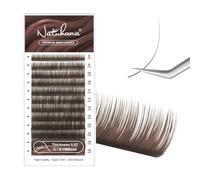 Natuhana Classic Individual Lash Extensions 0.03-0.20 C/CC/D/J Curl 8-15mm Mixed & Single Length 1:1 Eyelash Natural Volume Lashes 16 Rows(Brown;0.07 C 8-15 MIX)