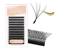 NATUHANA Eyelash Extensions W Shaped Clover Easy Fan Premade Volume Lash Extensions 3D 4D 5D 6D 7D 8D 0.07mm C/D/L/LU Curl 8-15mm Mixed Automatic Blooming Lashes(Double 4D,0.07C,8-14mm)