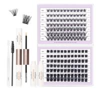 Natuhana Fluffy Individual Eyelashes 168Pcs Natural Lashes Cluster Kit D Curl Wispy Lash Extension with Tweezers and Glue