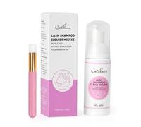 Natuhana Lash Shampoo for Eyelash Extensions with Brush Gentle Foaming Cleanser Mousse Wash for Makeup Remover