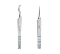 Natuhana Lash Tweezers for Eyelash Extensions Premium Stainless Steel Curved & Straight Tip Isolation Tweezers for Volume & Individual Lashes