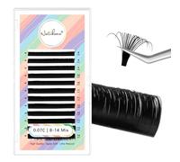 Natuhana Self-Fanning Volume Lash Extensions 0.07mm C Curl 8-14 Mixed Length Russian Easy Fan Lashes Automatic Blooming Eyelashes,Black
