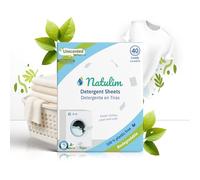 Natulim Laundry Detergent Sheets 40 Loads | Laundry Sheets | Ultra Concentrated Washing Sheets | Fragrance Free & Hypoallergenic Sensitive Skin | Non-Toxic & Lab Tested | Plastic Free & Biodegradable