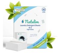 Natulim Laundry Detergent Sheets 40 Loads | Laundry Sheets | Ultra Concentrated Washing Sheets | Hypoallergenic Sensitive Skin | NonToxic & Eco-Friendly | Plastic Free & Biodegradable (Fragrance Free)