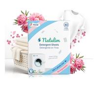 Natulim Laundry Detergent Sheets 40 Loads - Ultra Concentrated Laundry Sheets | Plastic Free & Biodegradable Washing Sheets | Hypoallergenic for Sensitive Skin | Non-Toxic & Lab Tested | Floral Scent
