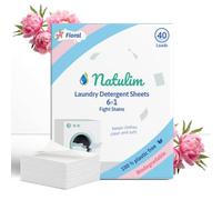 Natulim Laundry Detergent Sheets 40 Loads - Ultra Concentrated Laundry Sheets | Plastic Free & Biodegradable Washing Sheets | Hypoallergenic for Sensitive Skin | Non-Toxic & Lab Tested | Floral Scent