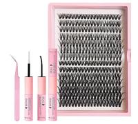 Natuluxe Individual Eyelashes 320 Pieces Cluster Lashes Kit DIY Eyelash Extension Fluffy Russian Eyelashes Extensions Curly Durable Eyelash Clusters for Girls and Women 8-16MM(C/D Curl) - Black