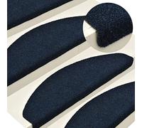 Natulvd 10 PCS Carpet Stair Treads, 56x17cm Self-Adhesive Safety Stair Mats with 3cm Edge, Non-slip Step Protection Rug Cover for Kids, Elders and Pets (Dark Blue)