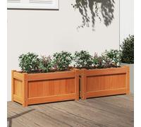 Natulvd 2 Set Raised Garden Bed, Wooden Planter Box, Outdoor Planting Boxes with Short Legs, for Growing Flowers/Vegetables/Herbs in Backyard/Garden/Patio/Balcony, 60x31x31 CM (Orange)